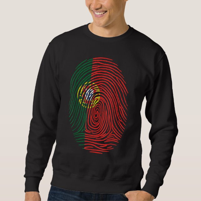 Fingerprint Proud Portuguese Roots Portugal Flag Sweatshirt (Vorderseite)