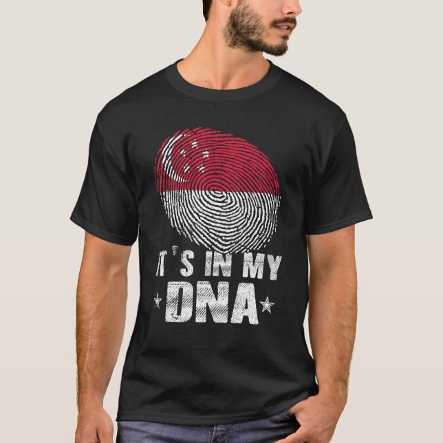 Fingerprint Singapur Flag Es ist in meiner DNA T-Shirt (Vorderseite)