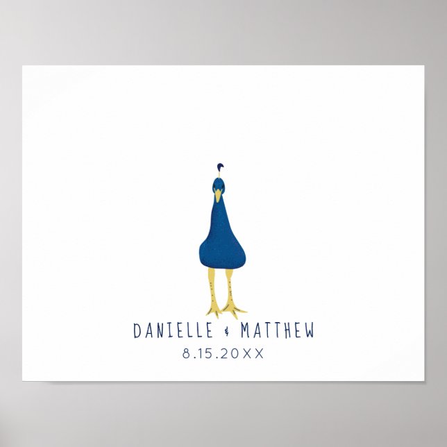 Fingerprint Thumbprint Peacock Schwanz Wedding Poster (Vorne)