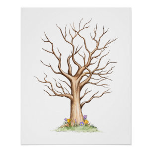 Fingerprint Tree Guest Book ohne Herz Poster