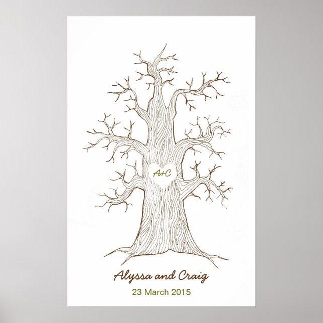 Fingerprint Tree Wedding Green Poster (Vorne)