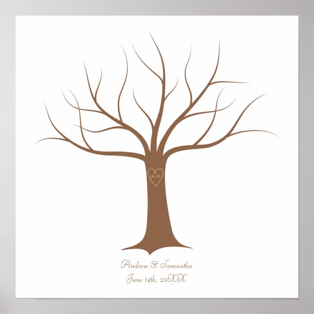 Fingerprint Tree Wedding Guestbook Poster (Vorne)