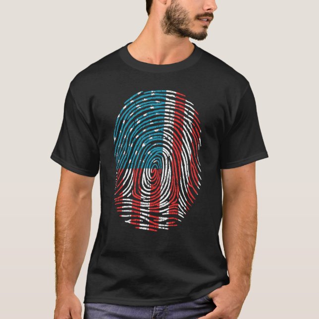 Fingerprint usa American Flag 4. Juli T-Shirt (Vorderseite)