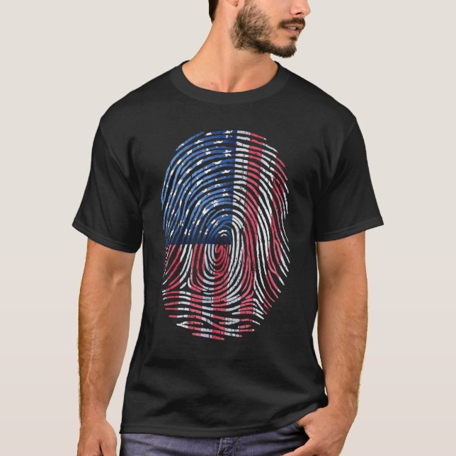 Fingerprint usa American Flag 4. Juli T-Shirt (Vorderseite)