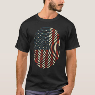 Fingerprint usa American Flag 4. Juli T-Shirt