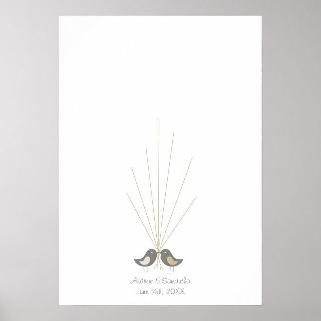 Fingerprint Wedding Guestbook | Love Birds Poster (Vorne)