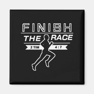 Finihe Rennen Sportlich Christlicher Läufer Athlet Magnet