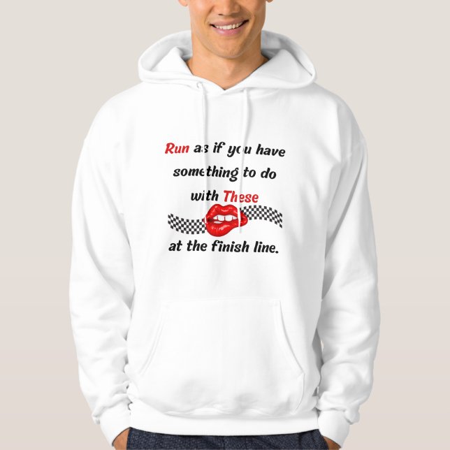 Finish Line Funny Sarcastic Red Lips Zitat laufen Hoodie (Vorderseite)