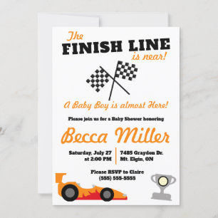 Finish Line ist in der Nähe! Race Car Baby Dusche Einladung
