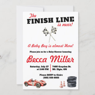 Finish Line ist in der Nähe! Race Car Baby Dusche Einladung