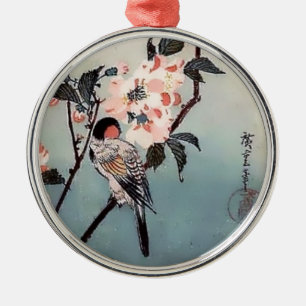 Fink-Kirschblüten-Japaner-Druck Silbernes Ornament