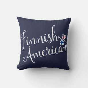 Finlandais Américain Coeurs Enmêlés Jeter Coussin