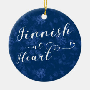 Finlandais au coeur, ornement d'arbre de Noël,