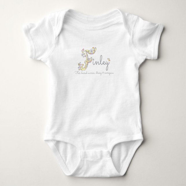 Finley Girls nennen F-Mongram Herzen Baby Strampler (Vorderseite)