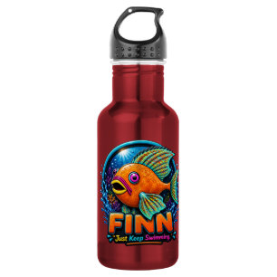 Finn der Delfin – „Reite die Wellen des Staunens“ Edelstahlflasche