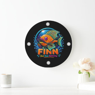 Finn the Dolphin – “Ride the Waves of Wonder” Große Wanduhr