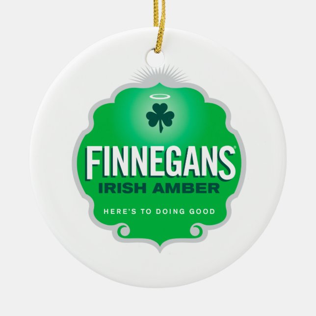 Finnegans irisches bernsteinfarbiges Wappen Keramikornament (Vorne)