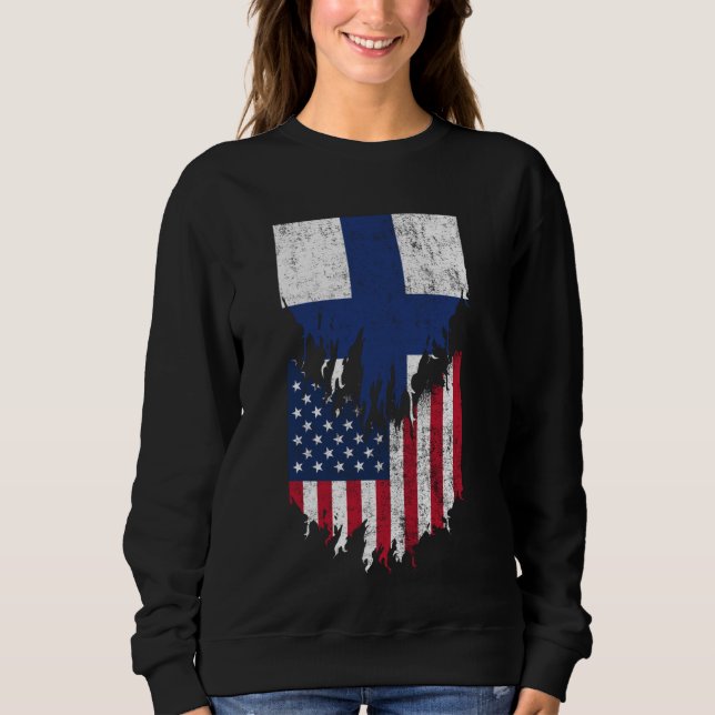 Finnisch American Fags Ripped Torn Finnland Sweatshirt (Vorderseite)