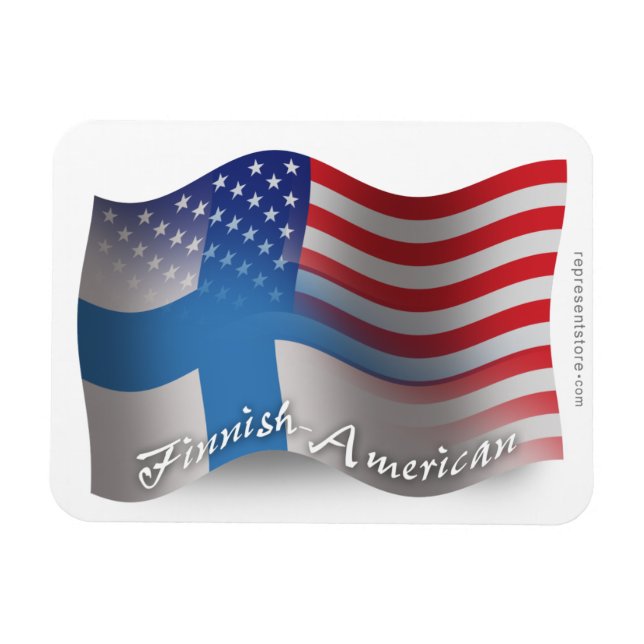 Finnisch-amerikanische Wave-Flagge Magnet (Horizontal)