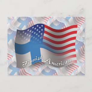 Finnisch-amerikanische Wave-Flagge Postkarte
