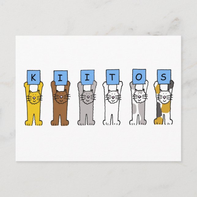 Finnisch danke Kiitos Cartoon Cats Postkarte (Vorderseite)