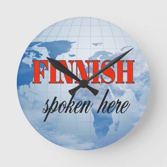 Finnisch gesprochen hier trübe Erde Runde Wanduhr (Vorderseite)