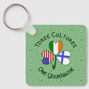 Finnisch Irish American Flags Kleeblatt Ihr Name Schlüsselanhänger