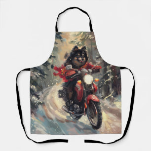 Finnisch Lapphund Dog Riding Motorrad Weihnachten Schürze