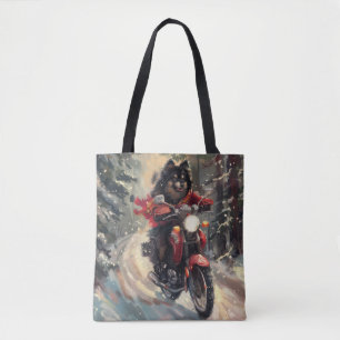 Finnisch Lapphund Dog Riding Motorrad Weihnachten Tasche