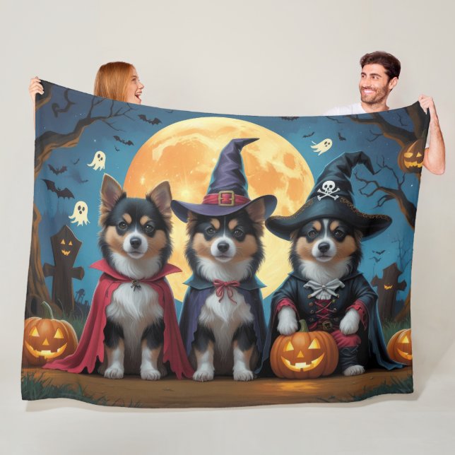 Finnisch Lapphund Hunde Pumpkin Halloween Funny Fleecedecke (Beispiel)
