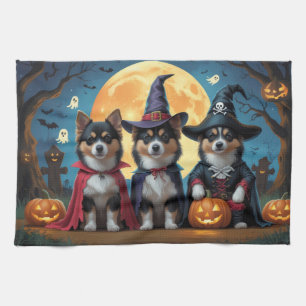 Finnisch Lapphund Hunde Pumpkin Halloween Funny Geschirrtuch