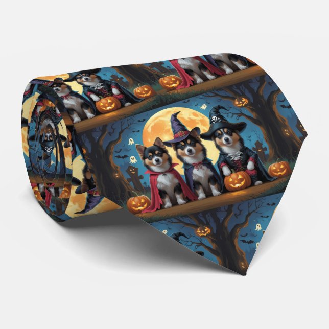 Finnisch Lapphund Hunde Pumpkin Halloween Funny Krawatte (Gerollt)