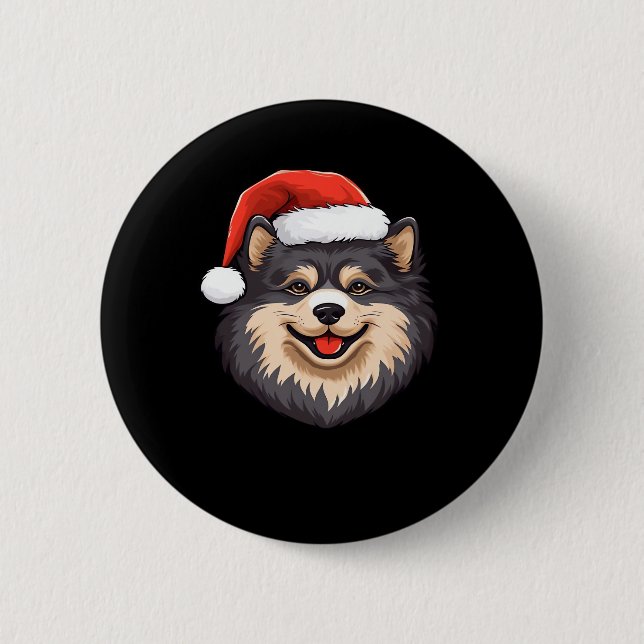 Finnisch Lapphund Ugly Sweater Christmas Classic T Button (Vorderseite)