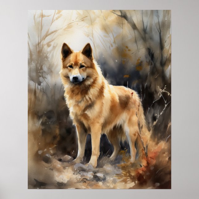 Finnisch Spitz Dog Art Print Poster (Vorne)