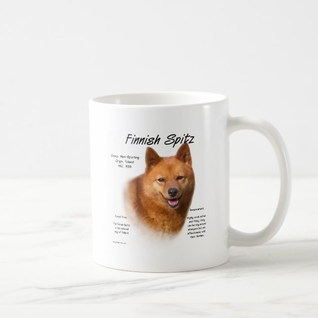 Finnisch-Spitz-Geschichtsdesign Kaffeetasse (Rechts)