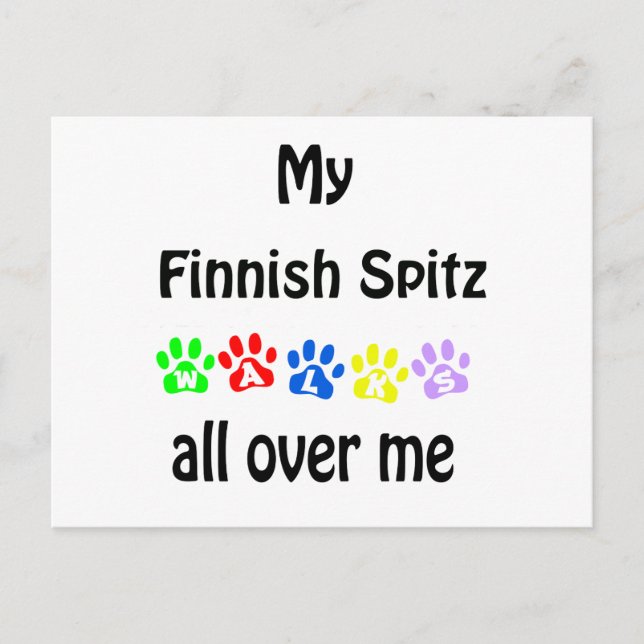 Finnisch Spitz Walks Design Postkarte (Vorderseite)