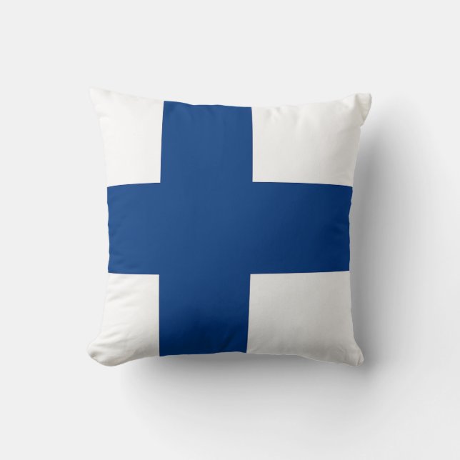 Finnische Flagge auf amerikanischem MoJo-Pillow Kissen (Vorderseite)