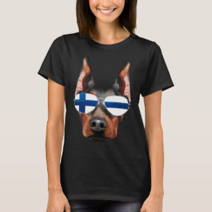 Finnische Flagge Dobermann Pinscher Hund Finnland T-Shirt