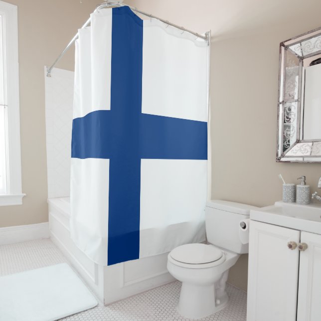 Finnische Flagge Duschvorhang (Beispiel)