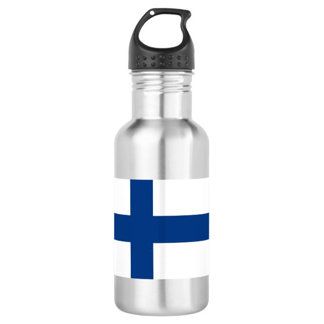 Finnische Flagge Edelstahlflasche (Vorderseite)