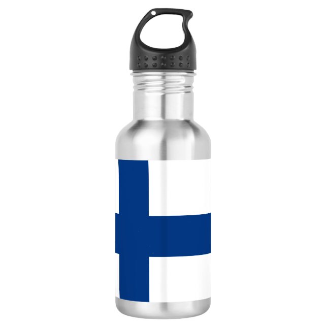 Finnische Flagge Edelstahlflasche (Vorderseite)