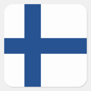Finnische Flagge, finnische Flagge Quadratischer Aufkleber