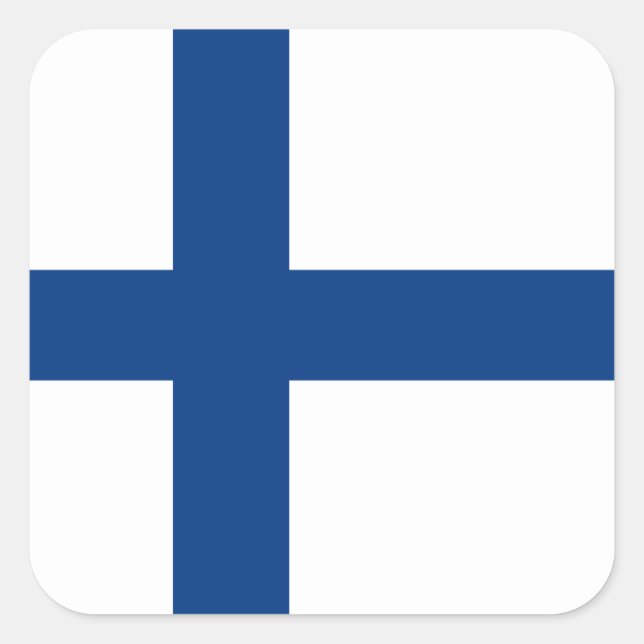 Finnische Flagge, finnische Flagge Quadratischer Aufkleber (Vorderseite)