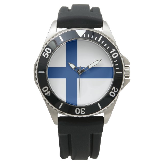 Finnische Flagge (Finnland) Armbanduhr (Vorderseite)