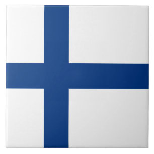 Finnische Flagge (Finnland) Fliese