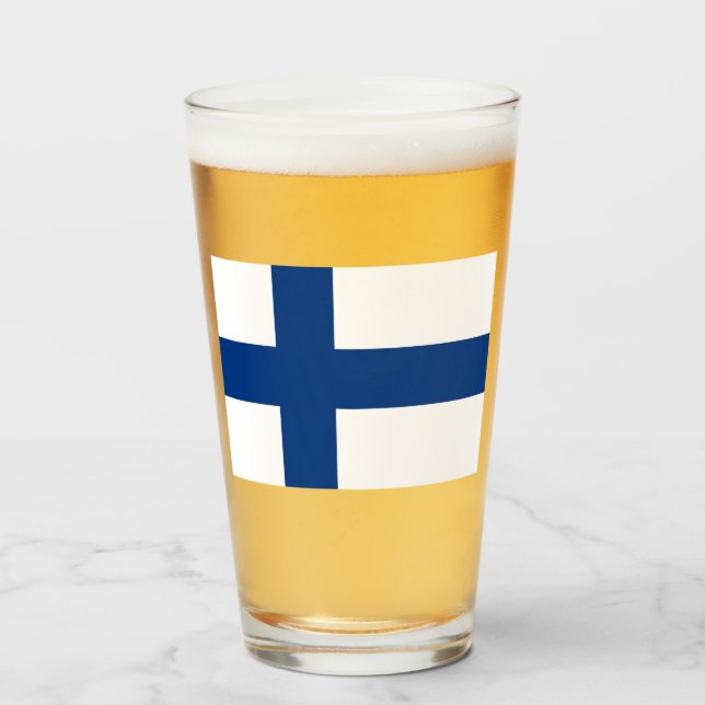 Finnische Flagge (Finnland) Glas (Vorne (Gefüllt))