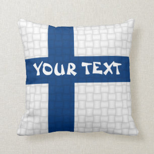 Finnische Flagge Finnlands: ADDIEREN SIE TEXT Kissen