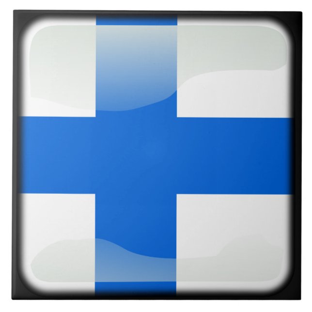 Finnische Flagge Fliese (Vorderseite)