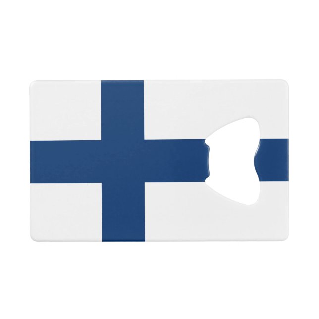 Finnische Flagge Geldbeutel Flaschenöffner (Vorderseite (Horizontal))