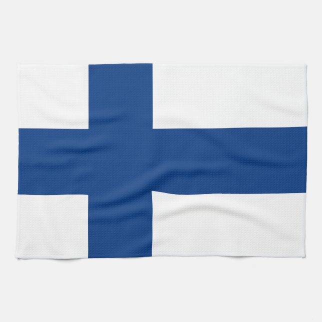 Finnische Flagge Geschirrtuch (Horizontal)